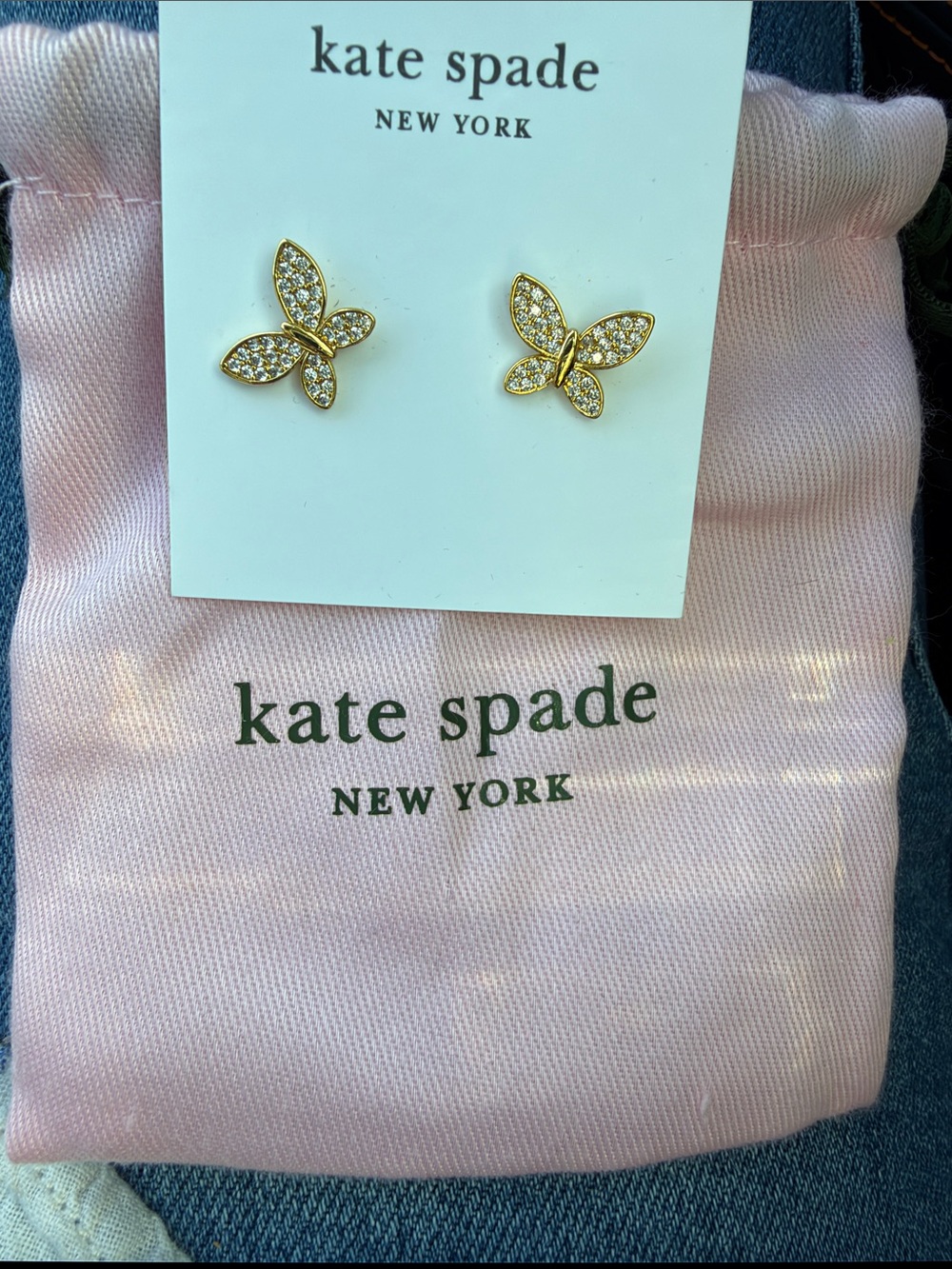kate spade Gold Butterfly Crystal Stud Earrings